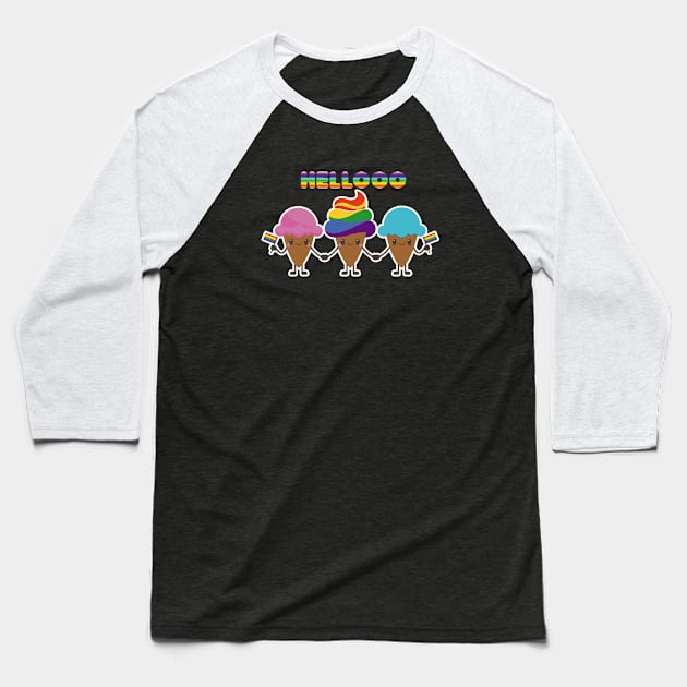 lgbt pride hello ice creams Baseball T-Shirt by kiwodesign